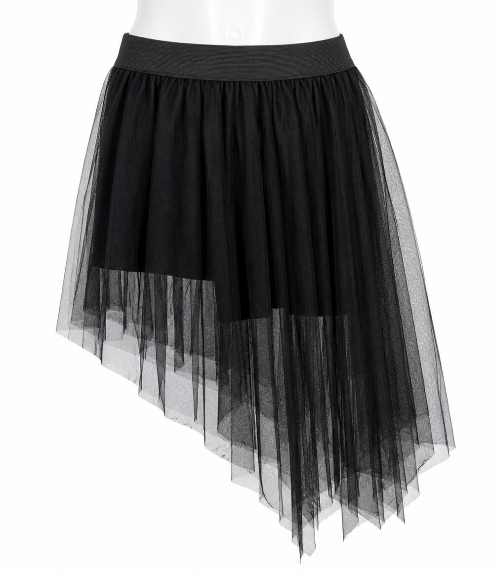 Whimsy Goth Black Tulle High Low Skirt Fairycore Grunge Layered Mesh Size L